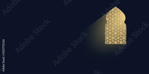 Modern Islamic Hajj Background with Arabic Window Light Effect