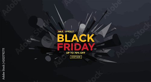 Tableau sur toile A dark background with bold Black Friday sale advertisement text