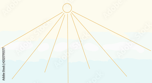 Fotografie Abstract representation of a radiant sun or light source emanating rays against a soft, gradient background
