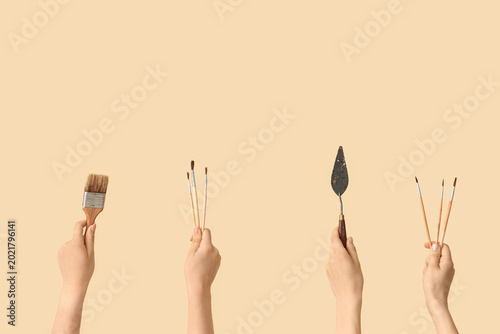 Female hands with artist's ...