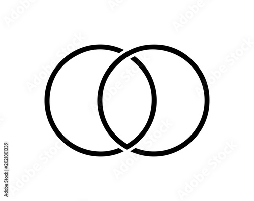 Venn Diagram with Two Overlapping Circles - Minimalist Vector Illustration
