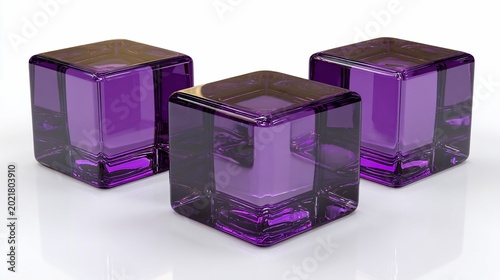 Three purple glass cubes