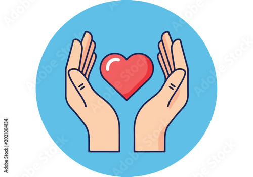 Canvastavla A graphic of hands cradling a heart