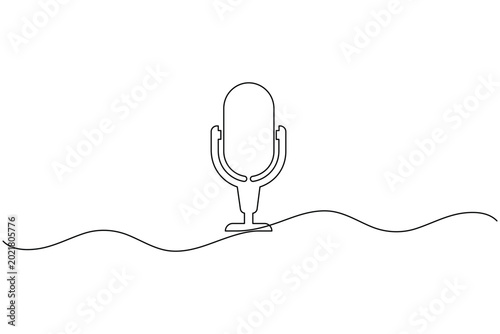 Condenser microphone continuous one line art vector illustration