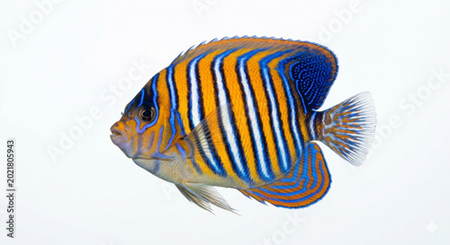 Photography Royal Angelfish Marine Tropical Fish Isolated on White