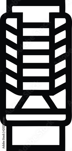 Modern highrise tower building with distinct horizontal bands and minimalist form