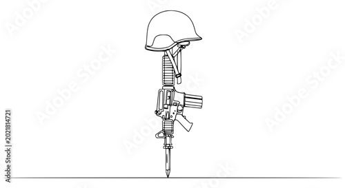 Photos Fallen Soldier Memorial: Rifle, Helmet, and Bayonet Cross