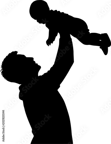 Professional Silhouette Of A Happy Father Holding His Baby High