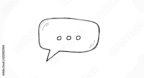 Hand-drawn speech bubble with ellipses, simple sketch, communication icon