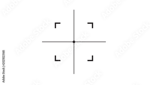 Crosshairs target graphic on a white background with a central dot and corner markers crosshairs precision measurement abstract isolated illustration accuracy viewfinder navigation