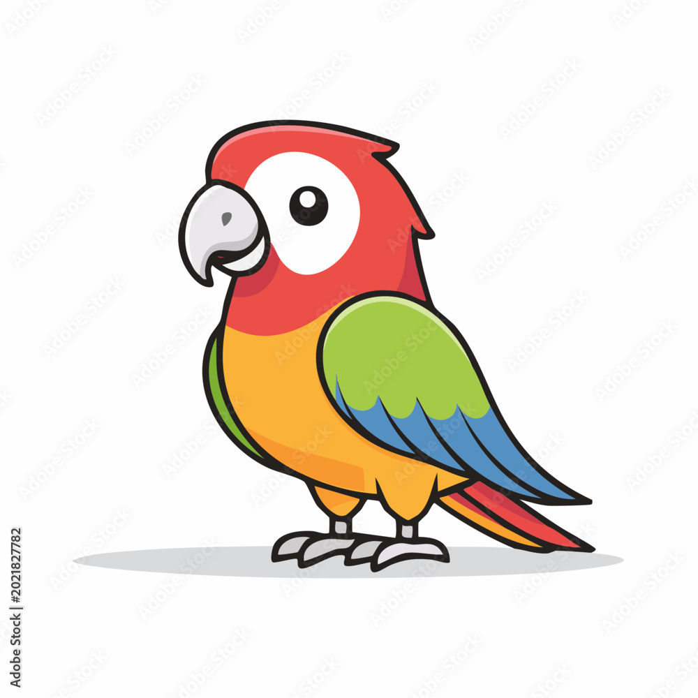 Fototapeta premium Cute Cartoon Parrot Illustration