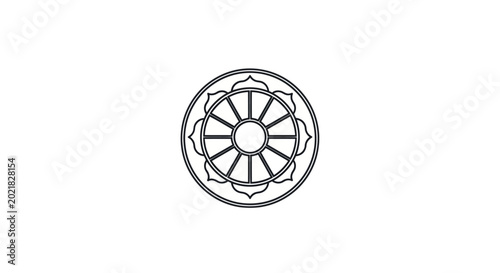 Tableau sur toile Buddhist Dharma Wheel Symbol Outline, Enlightenment, Path, Spirituality, Religio