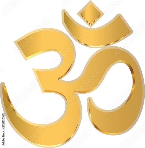 Foto 3D Gold OM (AUM) Symbol Spiritual and Sophisticated