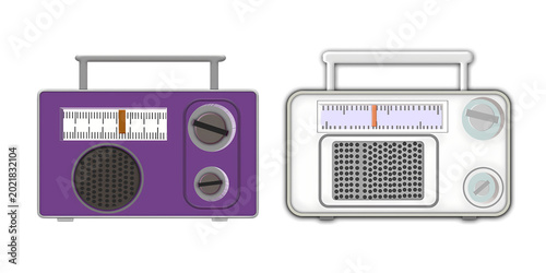 Fotografía Set of retro portable radio with dials and handles isolated