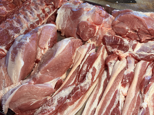 raw pork on the market