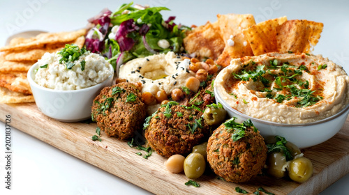 Gourmet Falafel Platter with Fresh Salad and Tahini Sauce