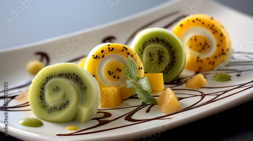 Fresh Kiwi and Pineapple Fruit Plate Healthy Tropical Snack