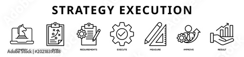 Strategy Execution web banner icon illustration