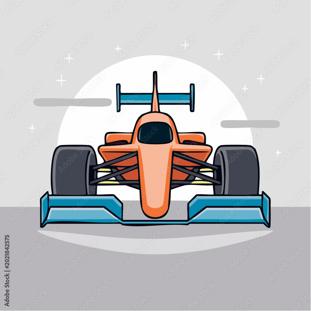 Obraz premium Orange Formula 1 Race Car Illustration