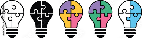 Tableau sur toile Lightbulb puzzle icons conceptual lightbulb icons for creative problem solving a