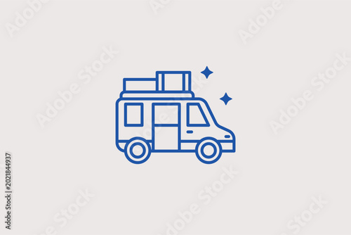 Photography Travel camper van line icon for road trips and nomadic living adventures