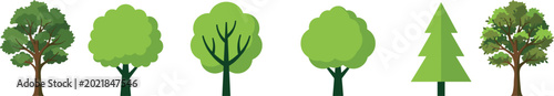 Photos Vector illustration collection of six stylized trees with diverse canopy shapes