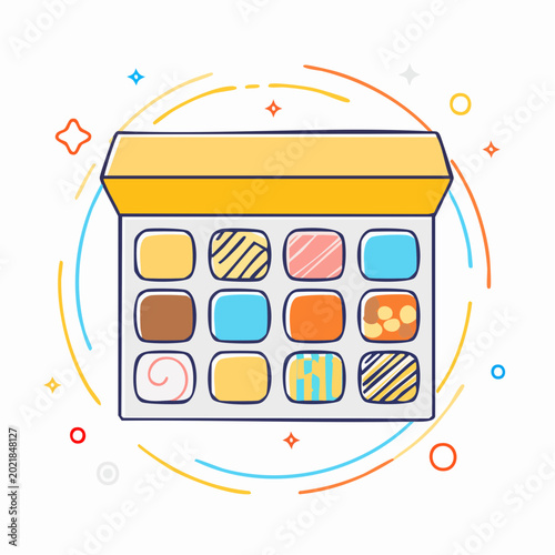 Assortment of Colorful Candies in a Box
