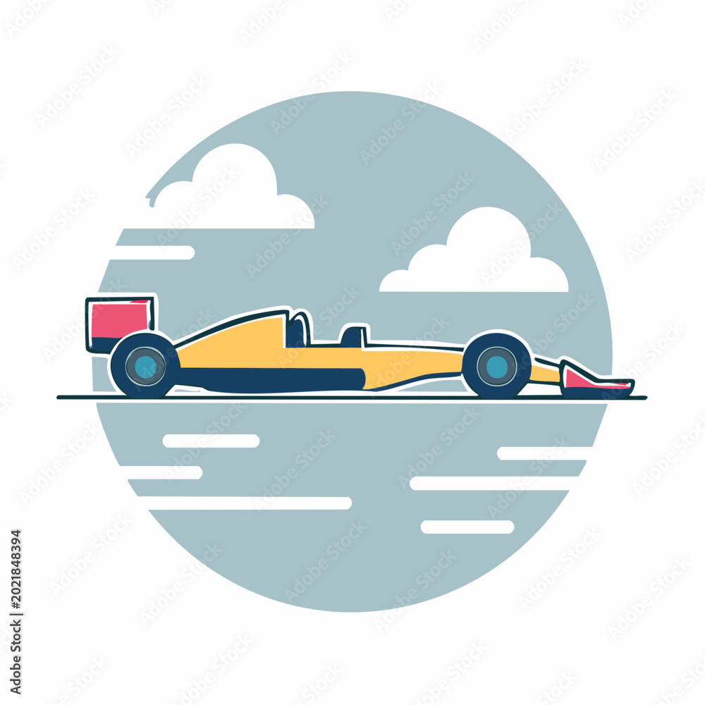 Fototapeta premium Stylized Formula 1 Race Car Illustration