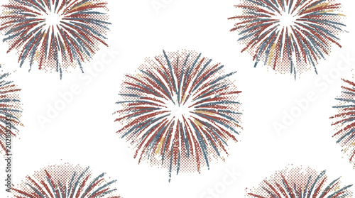 Fireworks repeating pattern creates a festive background for celebration and holidays.
