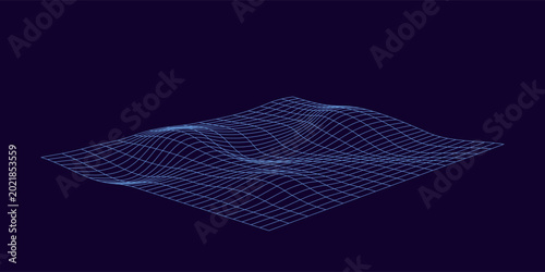 Bild auf Leinwand Blue Digital Distorted Grid