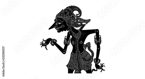 Traditional Javanese Wayang Kulit Shadow Puppet Figure, Indonesian Culture