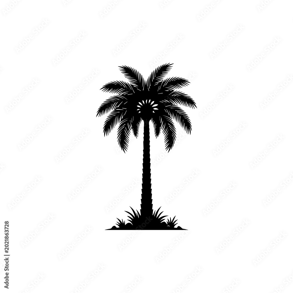 Obraz premium Single Palm Tree Silhouette