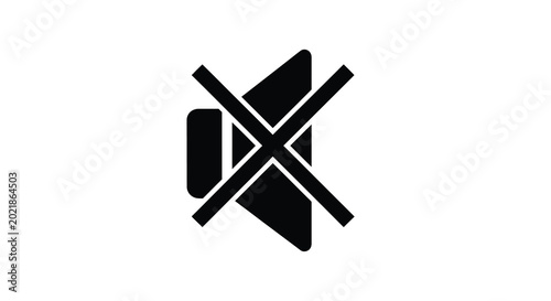 Fotografie Muted sound icon black silhouette high quality professional