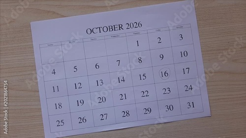 marking 16 October 2026 date on the calendar