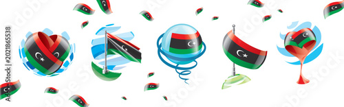 Bild auf Leinwand Vector set of the Libyan flag in various creative designs