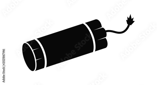 Schilderij op canvas Dynamite stick with fuse black silhouette high quality