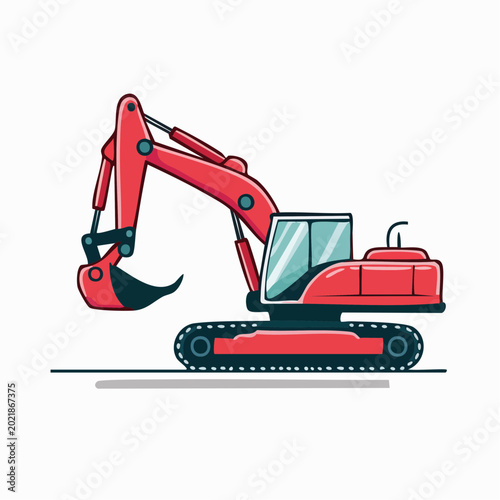 Red Excavator Illustration