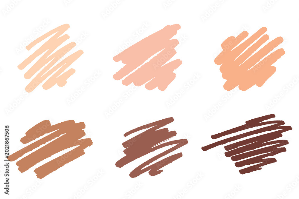 Obraz premium Set of brush paint stroke texture swatch Hand painted background Skin tones palette
