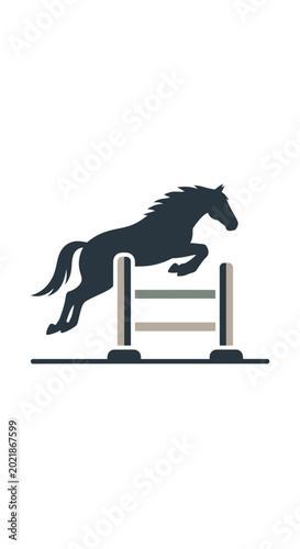 Billede på lærred Silhouette of a horse jumping over an obstacle during a show jumping competition