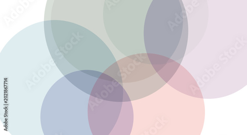 Abstract overlapping circles with soft pastel colors on white background, modern design element