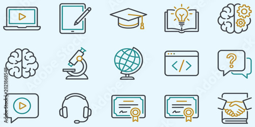 Modern Education Line Vector Icon Set Collection