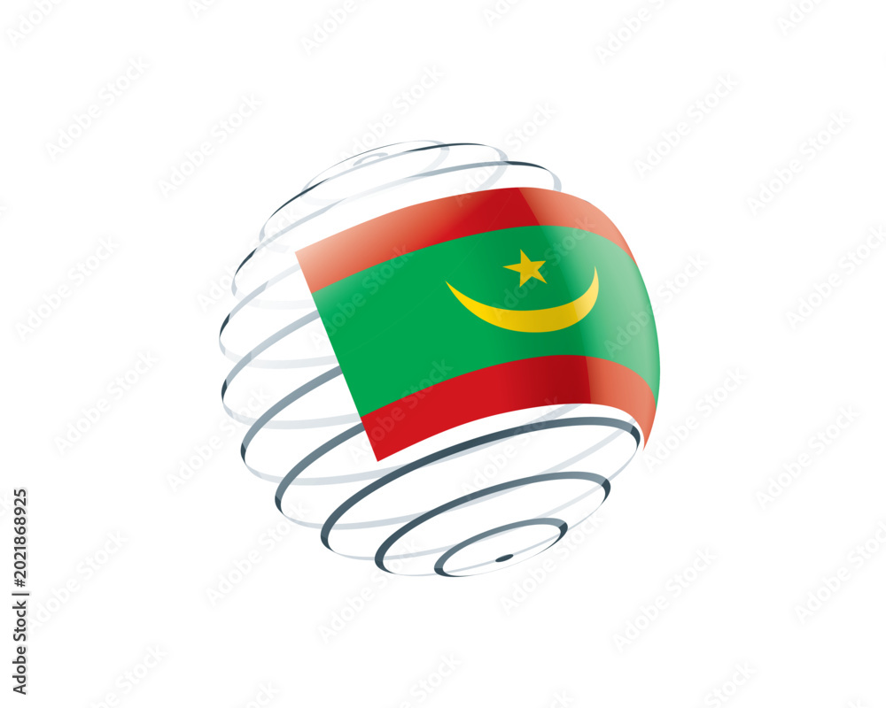 Obraz premium Mauritania flag on an abstract globe
