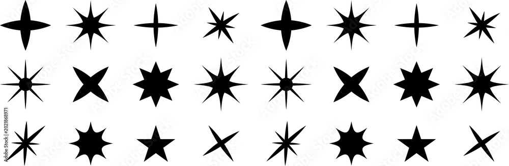 Obraz premium Star icons. Twinkling stars. Sparkles, shining burst. Christmas vector symbols isolated. Vector illustration.