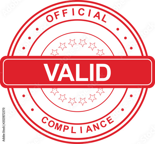 Canvastavla A red stamp with the word VALID and Official Compliance written around it