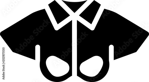 Minimalist Black Silhouette Icon of a Fashionable Crop Top Blouse with Collar