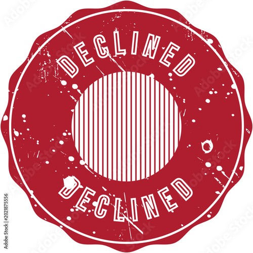Canvas-taulu Declined stamp with red circular ink design and internal striped pattern serves as a definitive marker for rejected financial transactions or unauthorized business documentation in a professional