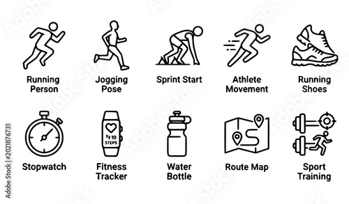 Fotografija SEO Title:
Running outline icon set jogging fitness editable stroke vector colle