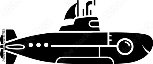 Submarine Silhouette Icon Vector Illustration Isolated on White Background for Marine Transport