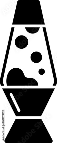 Retro lava lamp silhouette icon isolated on white background, decorative lighting symbol