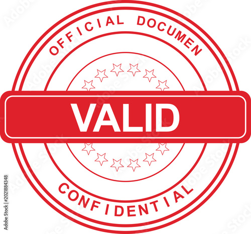 A red stamp with the word VALID on a document